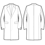 Menswear Over Coat Crombie Flat Spec Sketches Technical Fashion Drawing