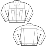 Menswear Classic Jean Denim Jacket Levi's Flat Spec Sketches Technical Fashion Drawing