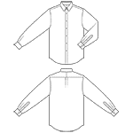 Menswear Classic Shirt Dress Single Cuff Placket Flat Spec Sketches Technical Fashion Drawing