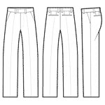Menswear Classic Dress Pant Pants Trousers Flat Spec Sketches Technical Fashion Drawing