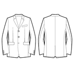 Menswear Tailored 3 Three Button Jacket Sport Coat Flat Spec Sketches Technical Fashion Drawing