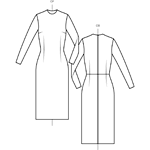Womenswear Womens Classic Dress With Darts Sleeves Skirt Flat Spec Sketches Working Technical Fashion Drawing Croquis